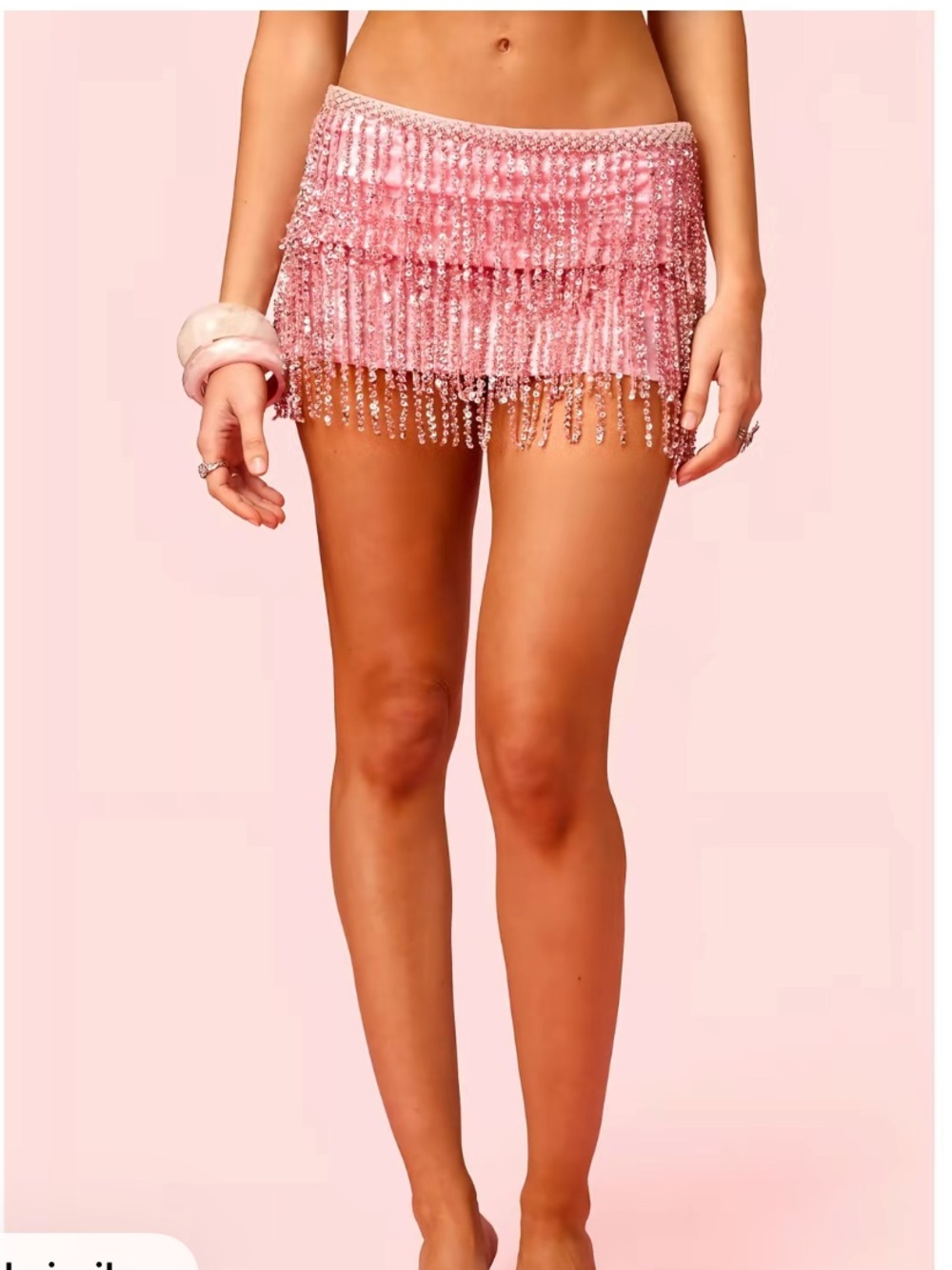 Edikted Disco Barbie Sequin Fringe Mini Skort
